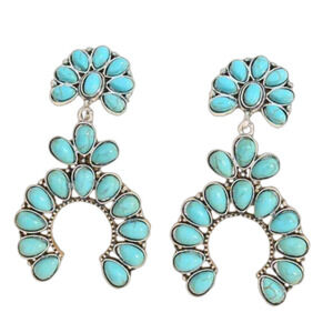 NEW - Western Turquoise coloured howlite Stud Drop earrings - Vintage Looking